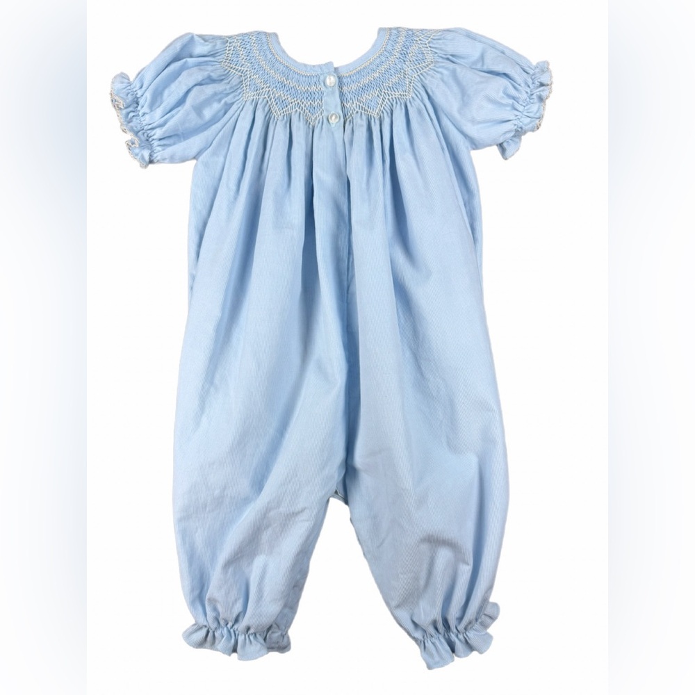 NWT PETIT BEBE Tiffany Corduroy Long Bishop Smocked Bubble - 3M - Picture 4 of 4
